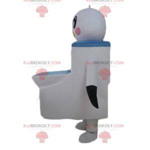 Mascot white and black bird with giant toilets - Redbrokoly.com