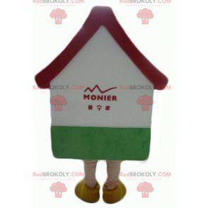 Mascotte de maison géante blanche rouge et verte -