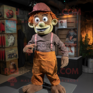 Rust Frankenstein mascot costume character dressed with a Corduroy Pants and Beanies