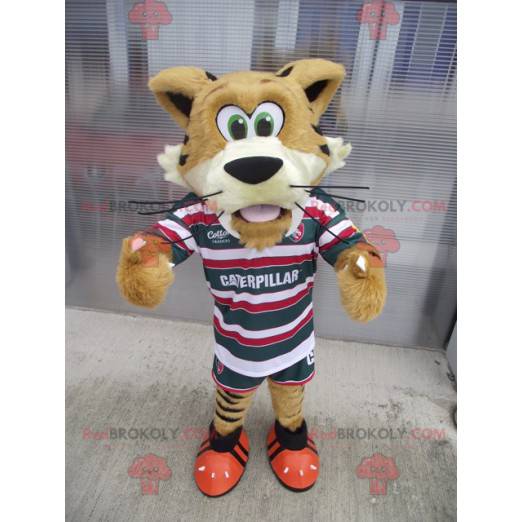 Beige maskot og gul tiger i sportstøj - Redbrokoly.com