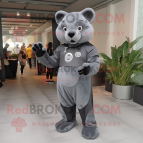 Gray Panther mascot costume character dressed with a Romper and Keychains