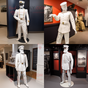 White Civil War Soldier mascot costume character dressed with a Capri Pants and Tie pins