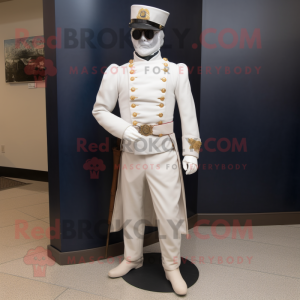 White Civil War Soldier mascot costume character dressed with a Capri Pants and Tie pins