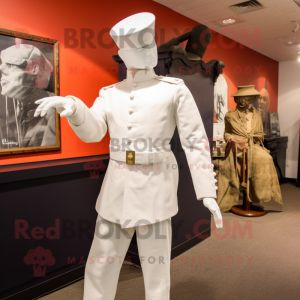 White Civil War Soldier mascot costume character dressed with a Capri Pants and Tie pins