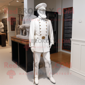 White Civil War Soldier mascot costume character dressed with a Capri Pants and Tie pins