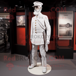 White Civil War Soldier mascot costume character dressed with a Capri Pants and Tie pins