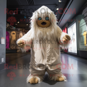 Beige Yeti maskot kostume...