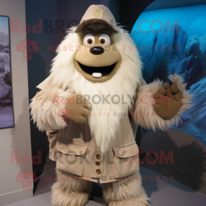 Beige Yeti mascotte kostuum...