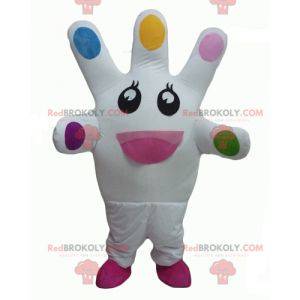 Very smiling giant white hand mascot - Redbrokoly.com