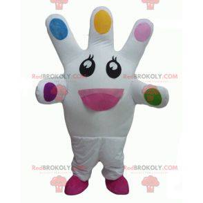 Very smiling giant white hand mascot - Redbrokoly.com