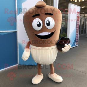 Brown Clam Chowder mascot costume character dressed with a Capri Pants and Clutch bags