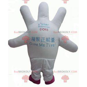 Very smiling giant white hand mascot - Redbrokoly.com