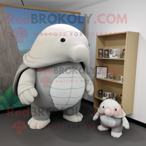 White Glyptodon mascot costume character dressed with a Long Sleeve Tee and Wallets