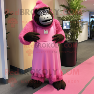 Pink Gorilla maskot kostume...