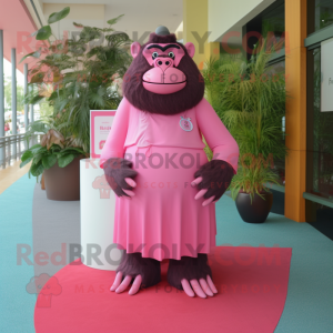 Rosa Gorilla maskot kostym...