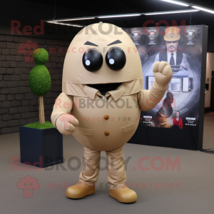 Tan Grenade mascot costume character dressed with a Suit and Ties