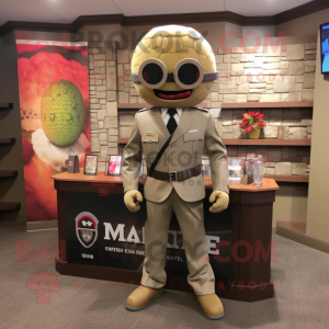 Tan Grenade mascot costume character dressed with a Suit and Ties