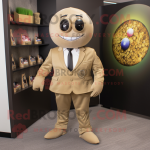 Tan Grenade mascot costume character dressed with a Suit and Ties