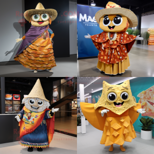 nan Nachos mascot costume character dressed with a Wrap Dress and Earrings