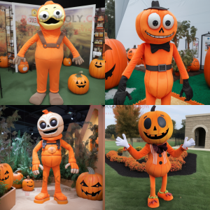 Orange Graveyard mascot costume character dressed with a Turtleneck and Suspenders