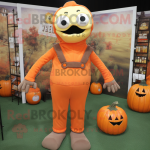 Orange Graveyard mascot costume character dressed with a Turtleneck and Suspenders