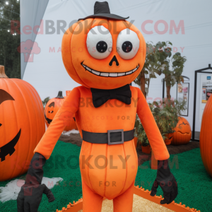 Orange Graveyard mascot costume character dressed with a Turtleneck and Suspenders