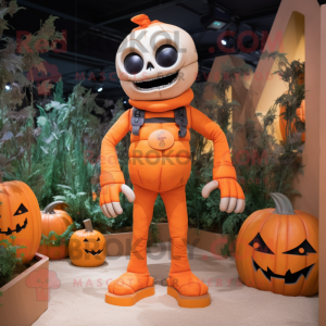 Orange Graveyard mascot costume character dressed with a Turtleneck and Suspenders