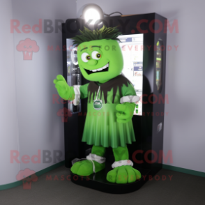 Green Frankenstein mascot costume character dressed with a A-Line Dress and Keychains