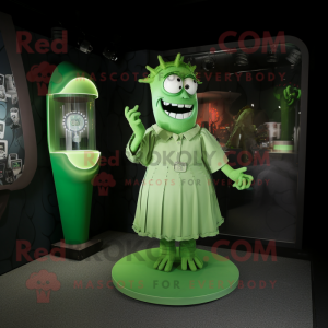 Green Frankenstein mascot costume character dressed with a A-Line Dress and Keychains