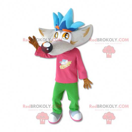 Giant wolf mascot with a big head - Redbrokoly.com