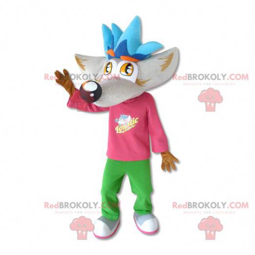 Mascota lobo gigante con cabeza grande - Redbrokoly.com