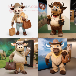 Tan Buffalo maskot kostym...