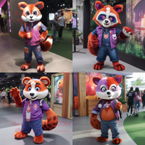 Purple Red Panda mascotte...