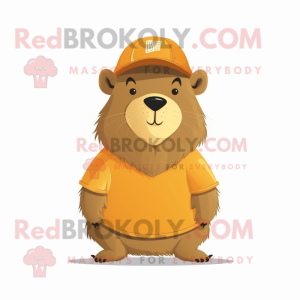Guld Capybara maskot kostym...