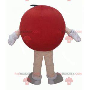 Mascote gigante vermelho do M&M, gordo e engraçado -