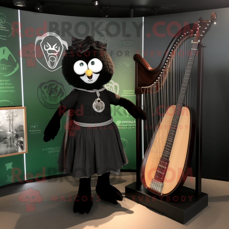 Black Celtic Harp mascot costume character dressed with a V-Neck Tee and Cufflinks Black Celtic Harp mascot costume character dressed with a V-Neck Tee and Cufflinks