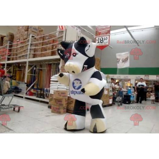 Mascota de vaca gigante en blanco y negro - Redbrokoly.com