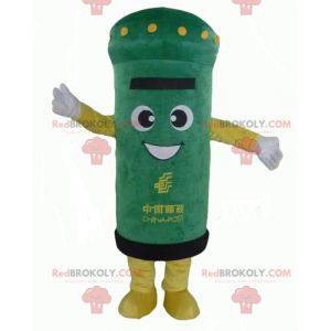 Very smiling green and yellow letterbox mascot - Redbrokoly.com