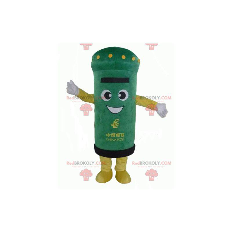 Meget smilende grøn og gul brevkasse maskot - Redbrokoly.com