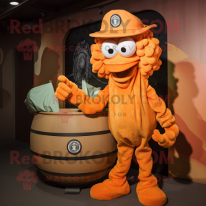 Orange Fried Calamari mascot costume character dressed with a Cargo Pants and Cufflinks