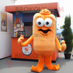 Orange Fried Calamari mascot costume character dressed with a Cargo Pants and Cufflinks