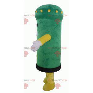 Mascotte letterbox verde e gialla molto sorridente -