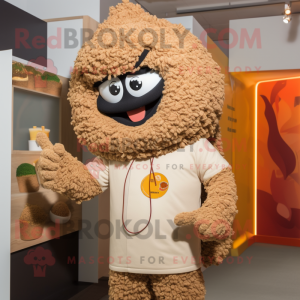Tan Biryani mascot costume character dressed with a Sweatshirt and Brooches