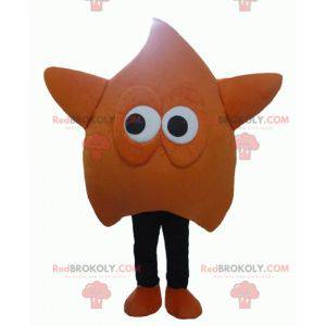 Mascote estrela gigante e engraçada laranja e preta -