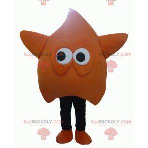 Mascote estrela gigante e engraçada laranja e preta -