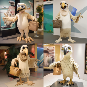 Beige Vulture maskot kostym...