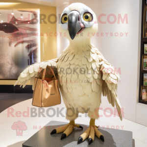 Beige Vulture maskot kostym...