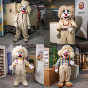 Cream Clown mascot costume character dressed with a Cargo Pants and Hair clips