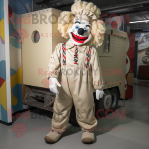 Cream Clown mascot costume character dressed with a Cargo Pants and Hair clips