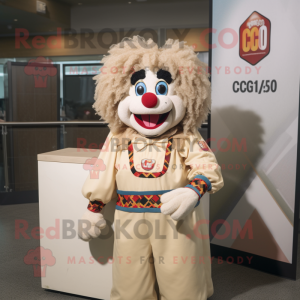 Cream Clown mascot costume character dressed with a Cargo Pants and Hair clips